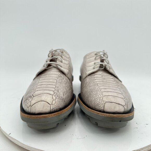 Robert Clergerie Men Size 9B White Grey Snake Pattern Leather Derby Shoes - Picture 3 of 12